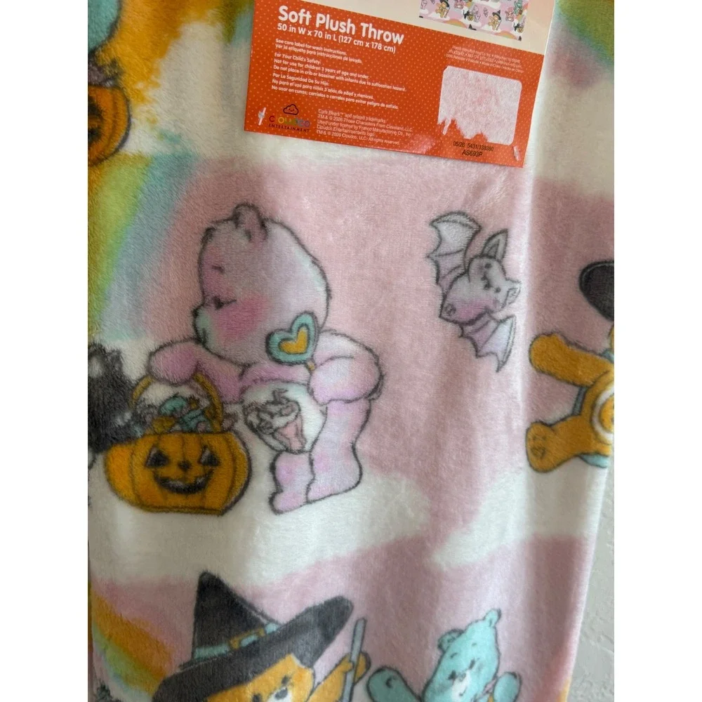 Care Bears Halloween Soft Plush Throw Blanket Pink Rainbow Spooky AS693P 50x70